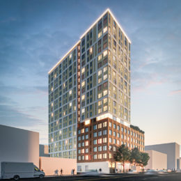 1510 Webster Street at dusk, rendering by oWow