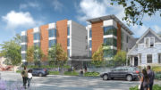 1708 Harmon Street building along Ellis Street, rendering by Kodama Diseno Architects