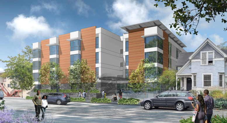 1708 Harmon Street building along Ellis Street, rendering by Kodama Diseno Architects