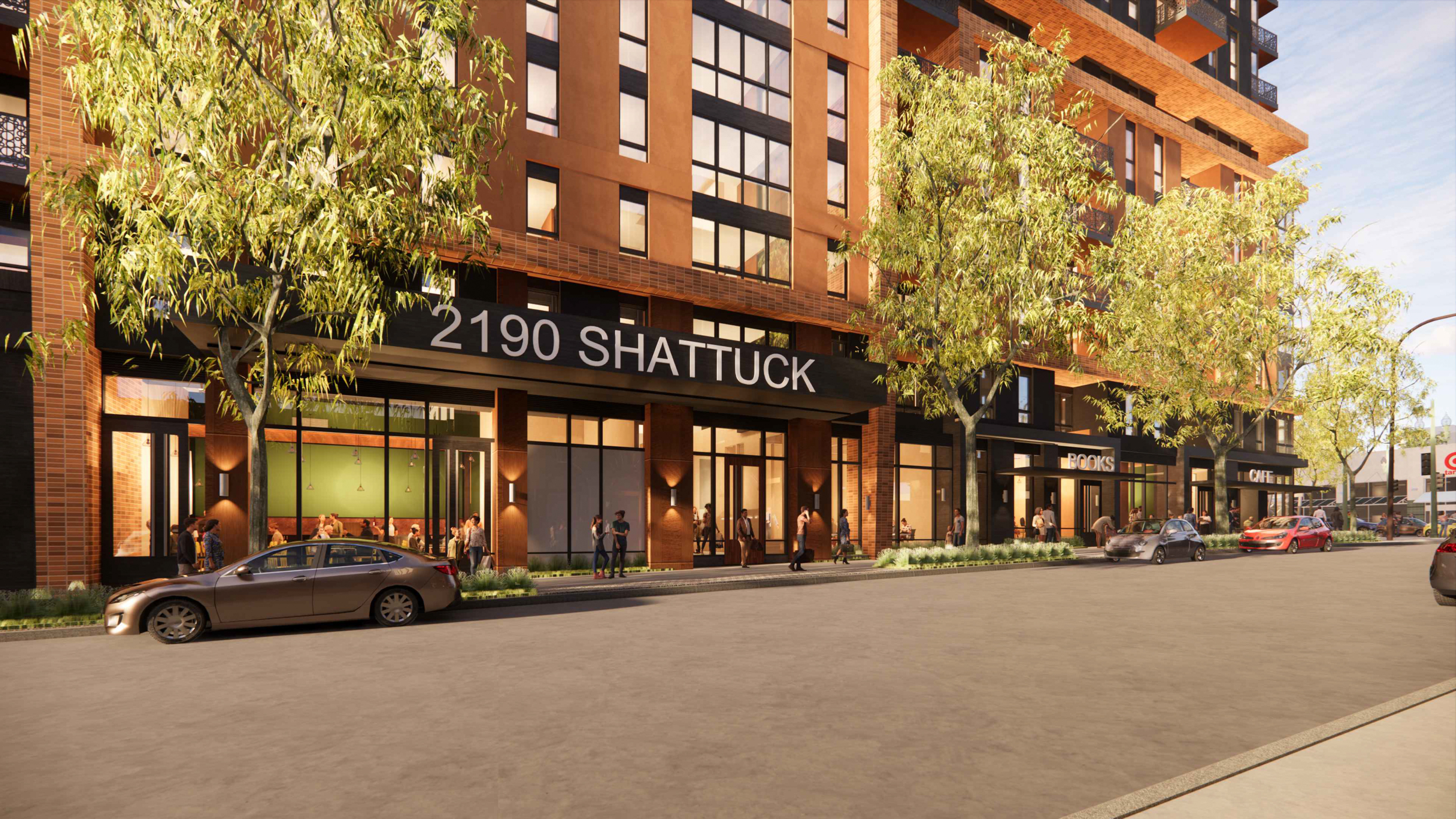 2190 Shattuck Avenue residential lobby entrance, rendering by Trachtenberg Architects