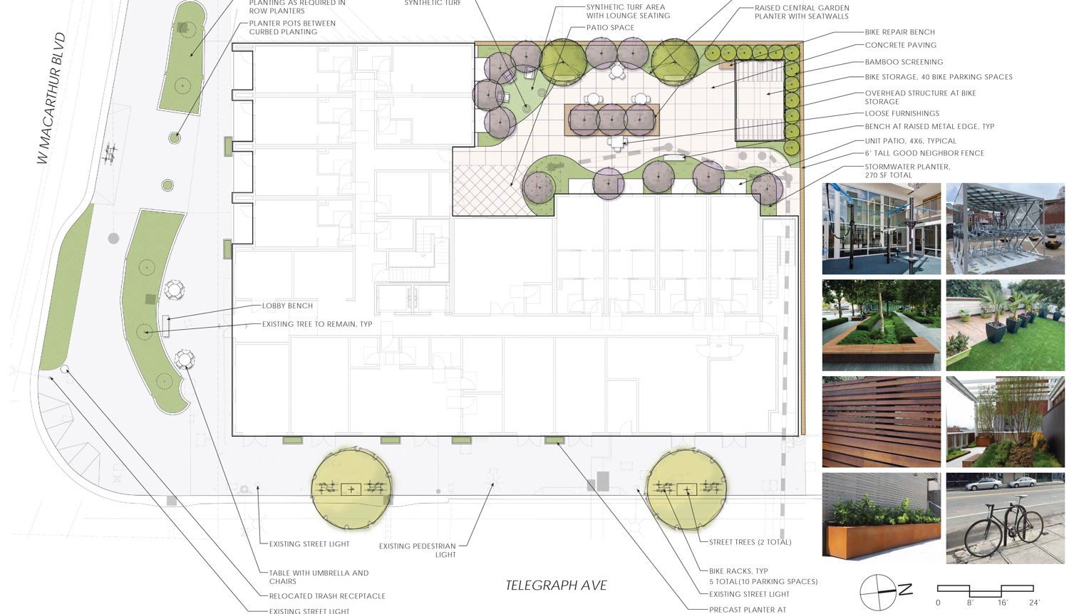 3801 Telegraph Avenue ground-level floor plan, illustration by Jett Landscape Architect