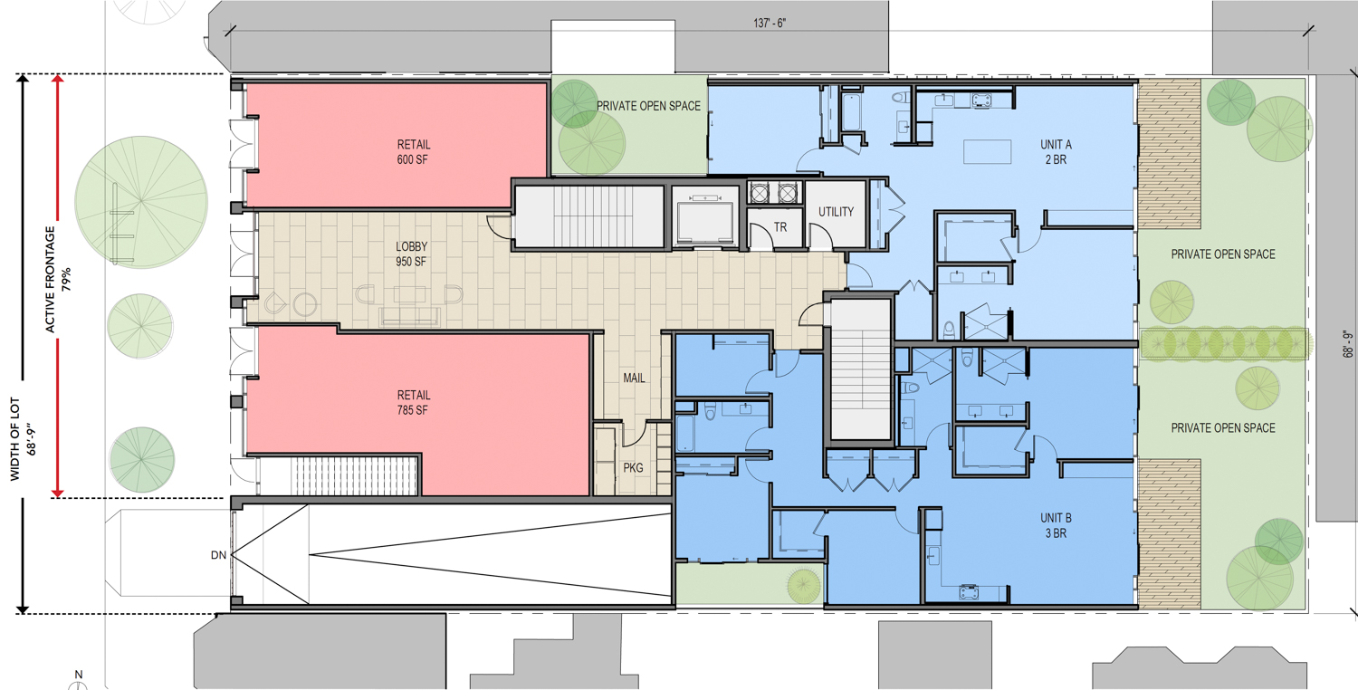 618 Octavia Street ground-level floor plan, illustration by Handel Architects