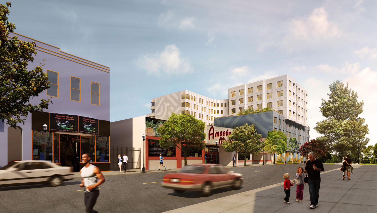 730 Stanyan Street seen from Haight Street, rendering by OMA