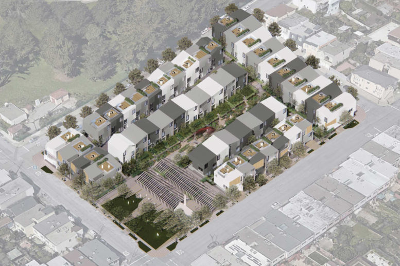 770 Woolsey Street aerial view, rendering by Iwamotoscott Architects