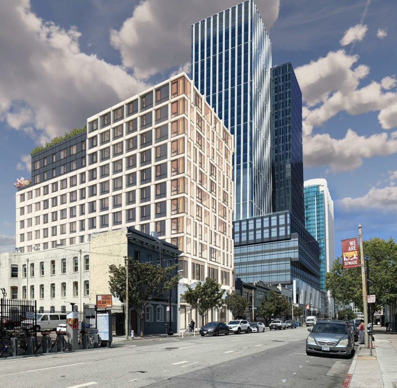 960 Howard Street with 5M in the background, rendering by oWow