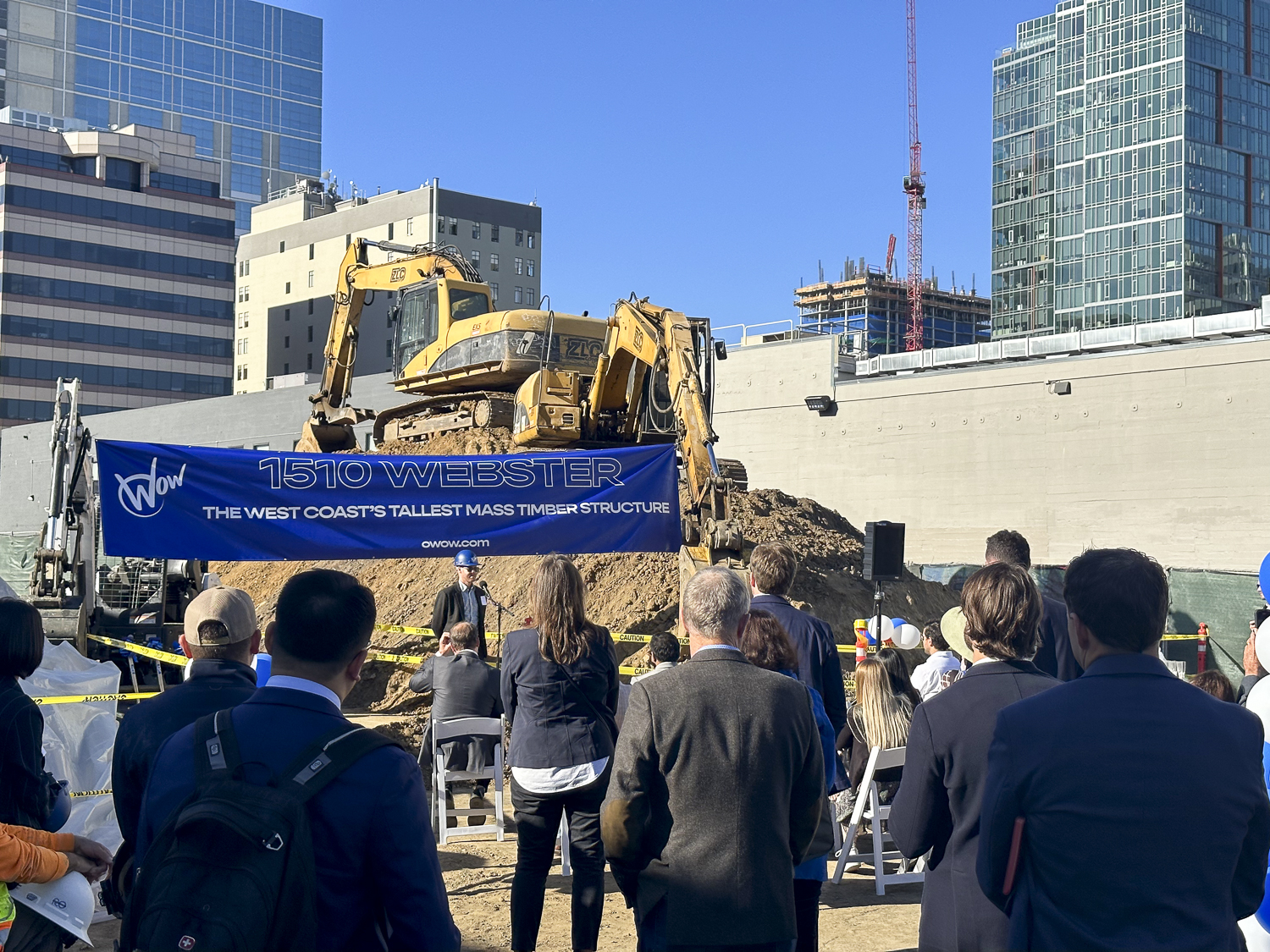 Director of Development for oWow Jeremy Harris speaking during the groundbreaking ceremony of 1510 Webster Street, image by author