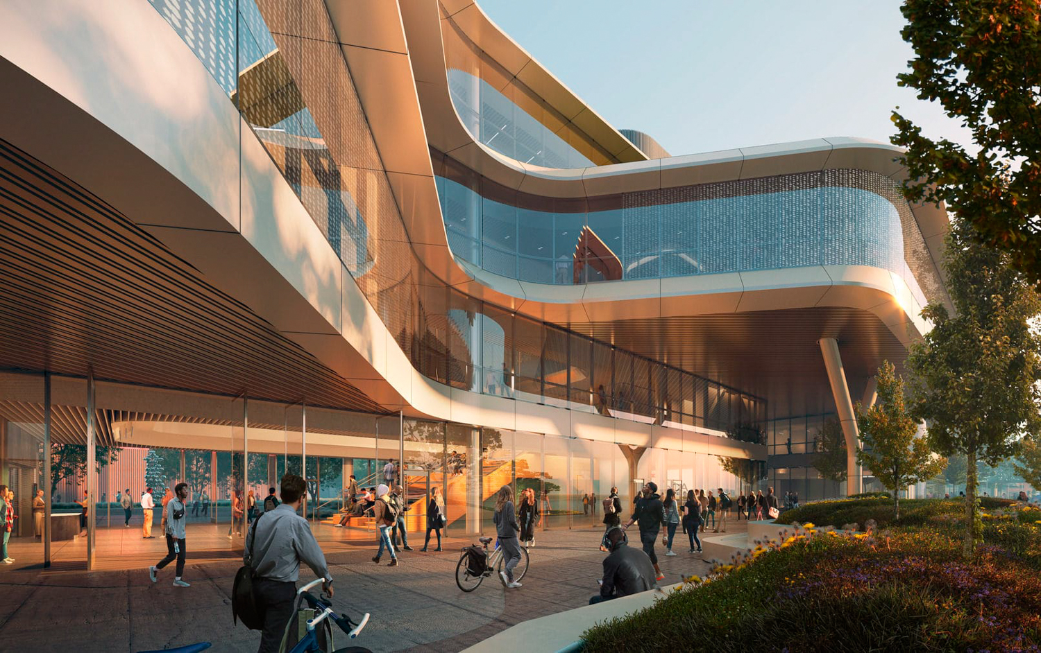 San Jose City College Career Education Complex pedestrian view, design by Steinberg Hart