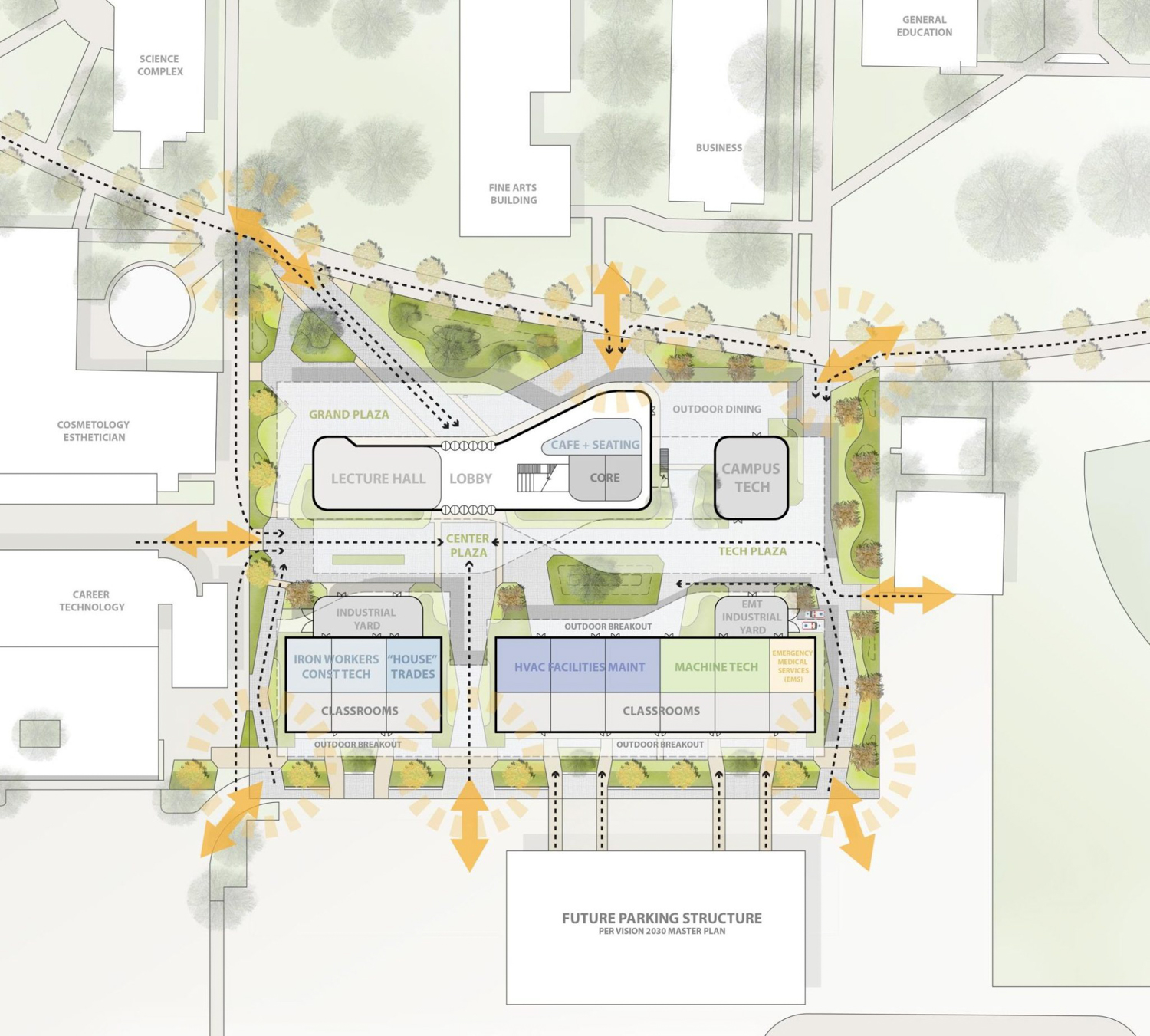 San Jose City College Career Education Complex site map, illustration by Steinberg Hart