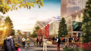 Tanforan Mall Redevelopment as seen from the San Bruno BART entrance, rendering by Gensler