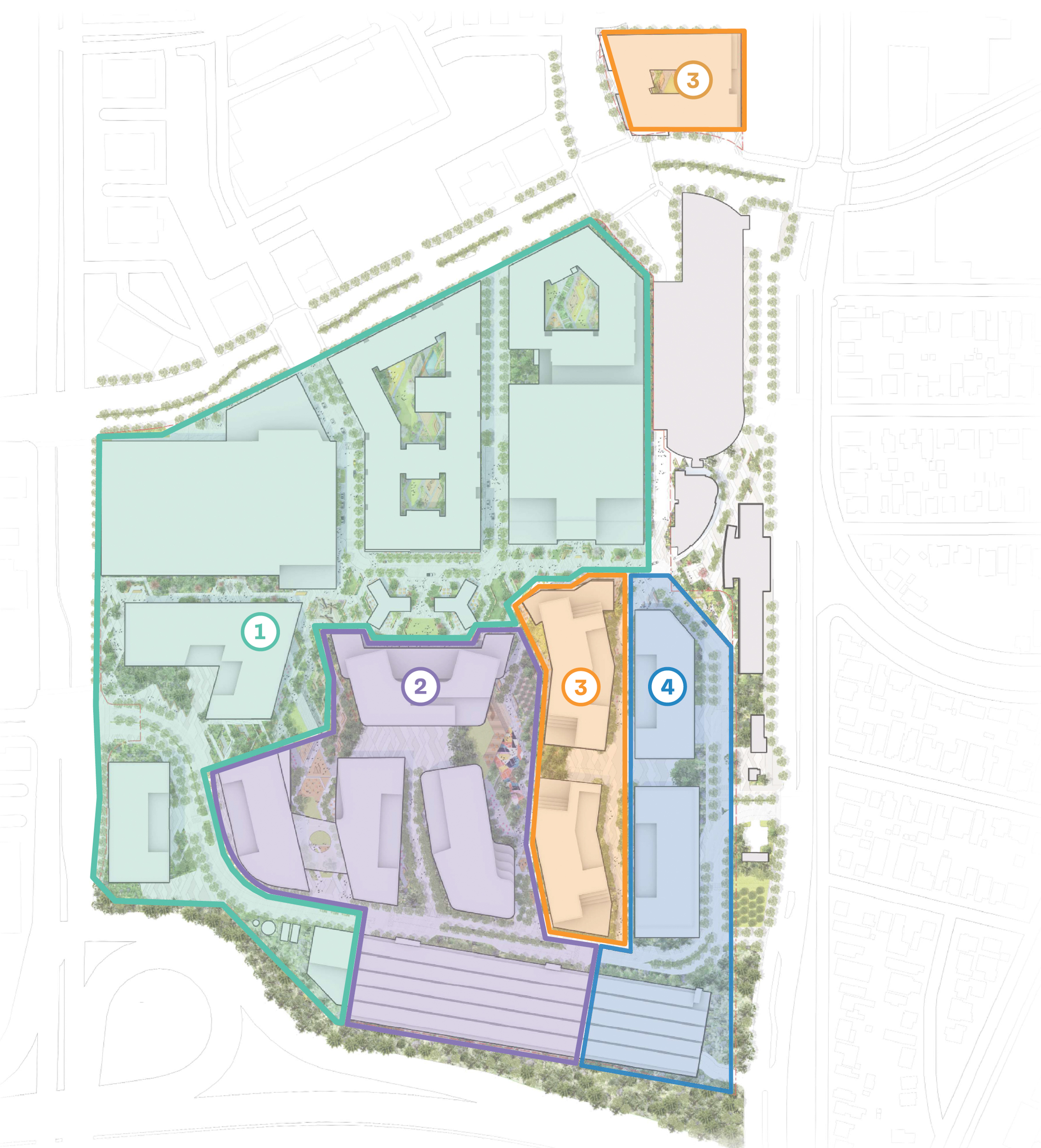 Tanforan Mall Redevelopment phasing, rendering by Gensler