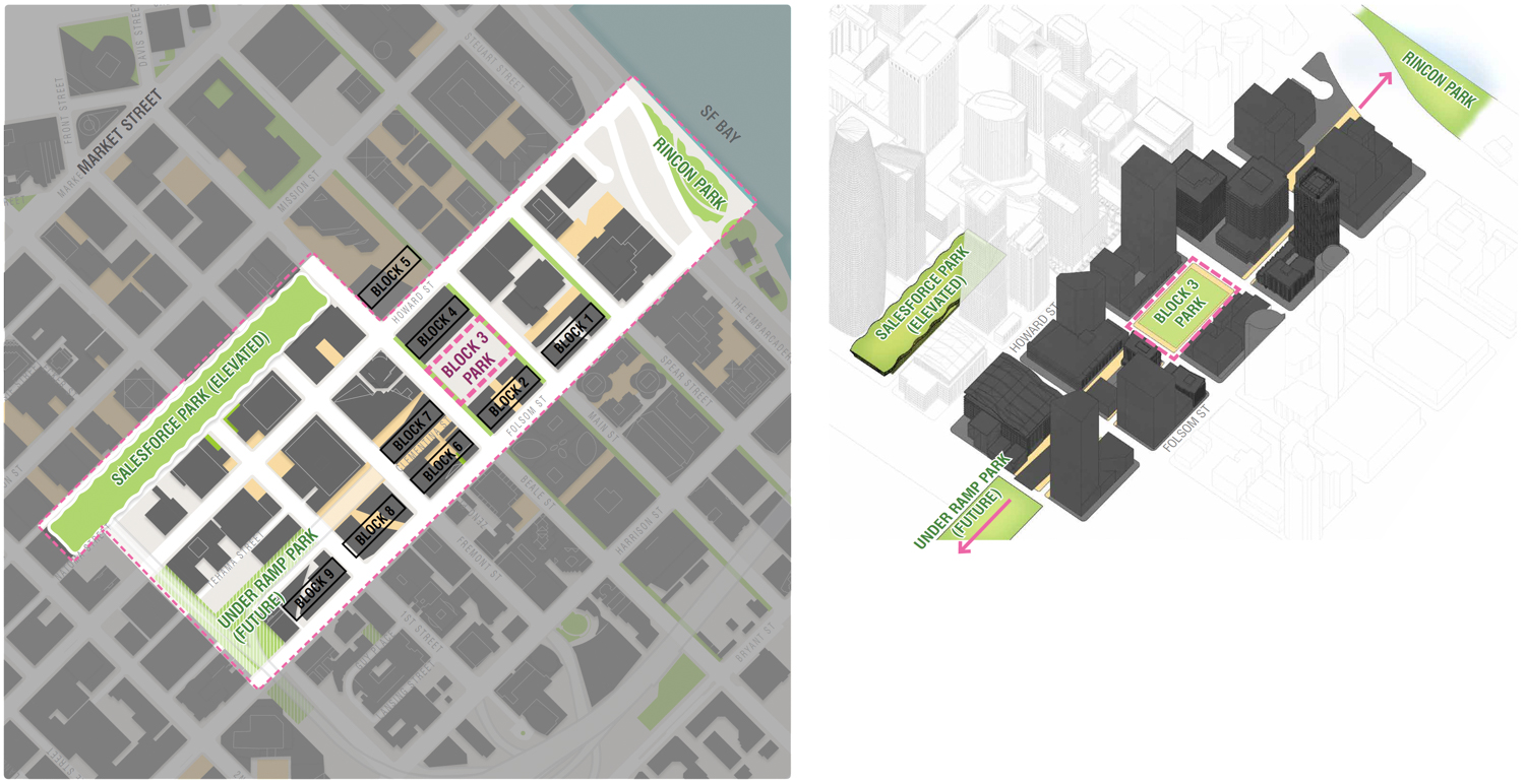 Transbay Block 3 in area context, illustration by SF Public Works