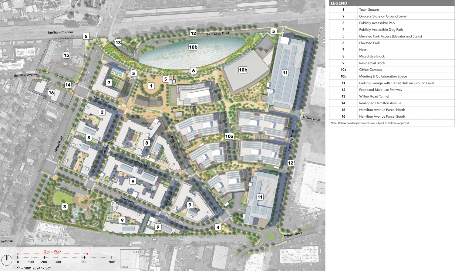 Willow Village masterplan, map courtesy Signature, Peninsula Innovation Partners