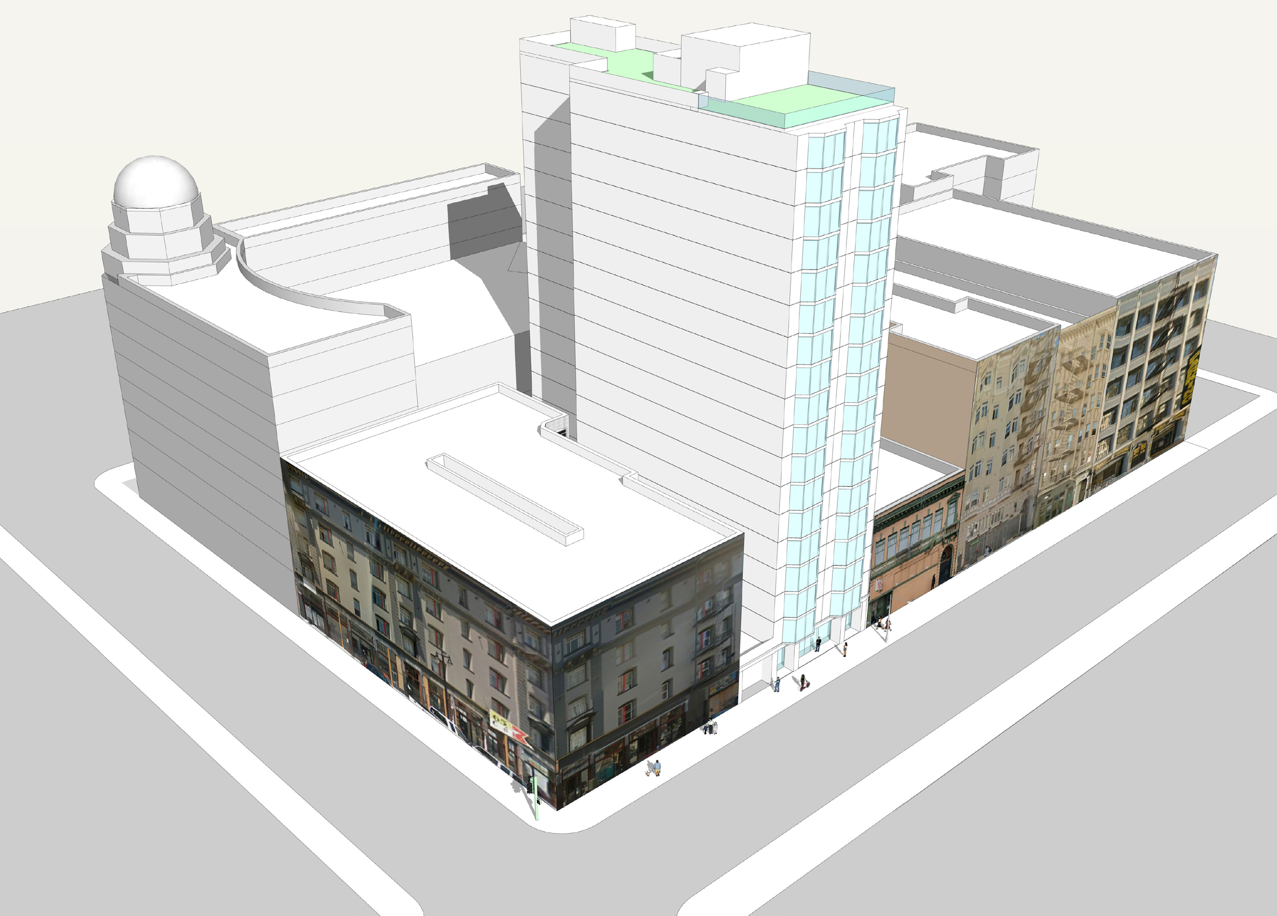 111 Turk Street aerial perspective, illustration by SmithGroup