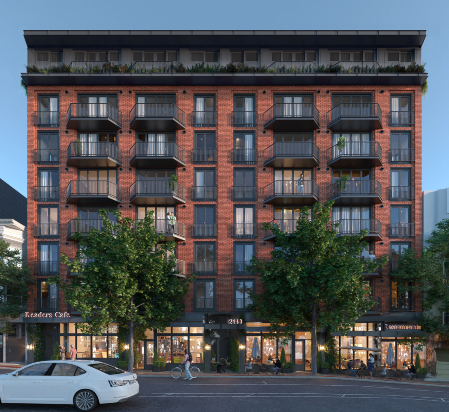 2134-2140 Market Street frontal view, rendering from Shatara Architecture