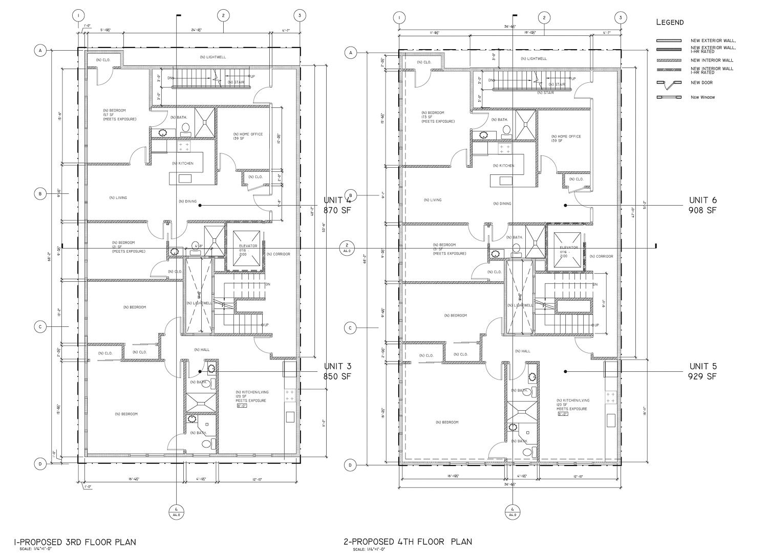 749 Grant Avenue apartment floor plans, drawing by Xie Associates