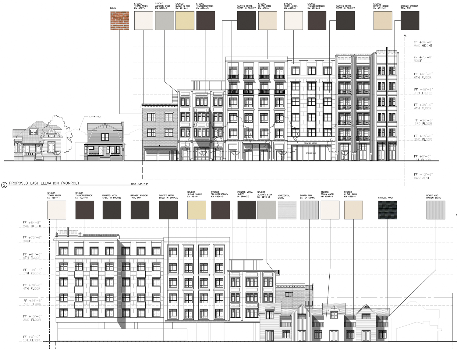 950 Monroe Street facade elevations, illustration by Salvatore Caruso Design Corporation