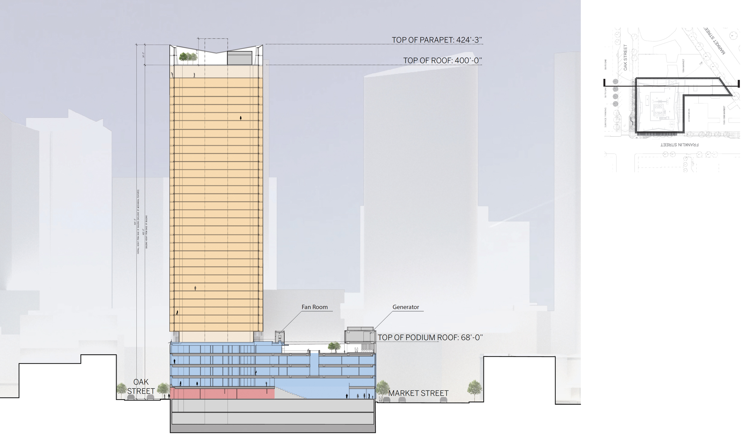 98 Franklin Street vertical cross-section, elevation by Skidmore Owings & Merrill