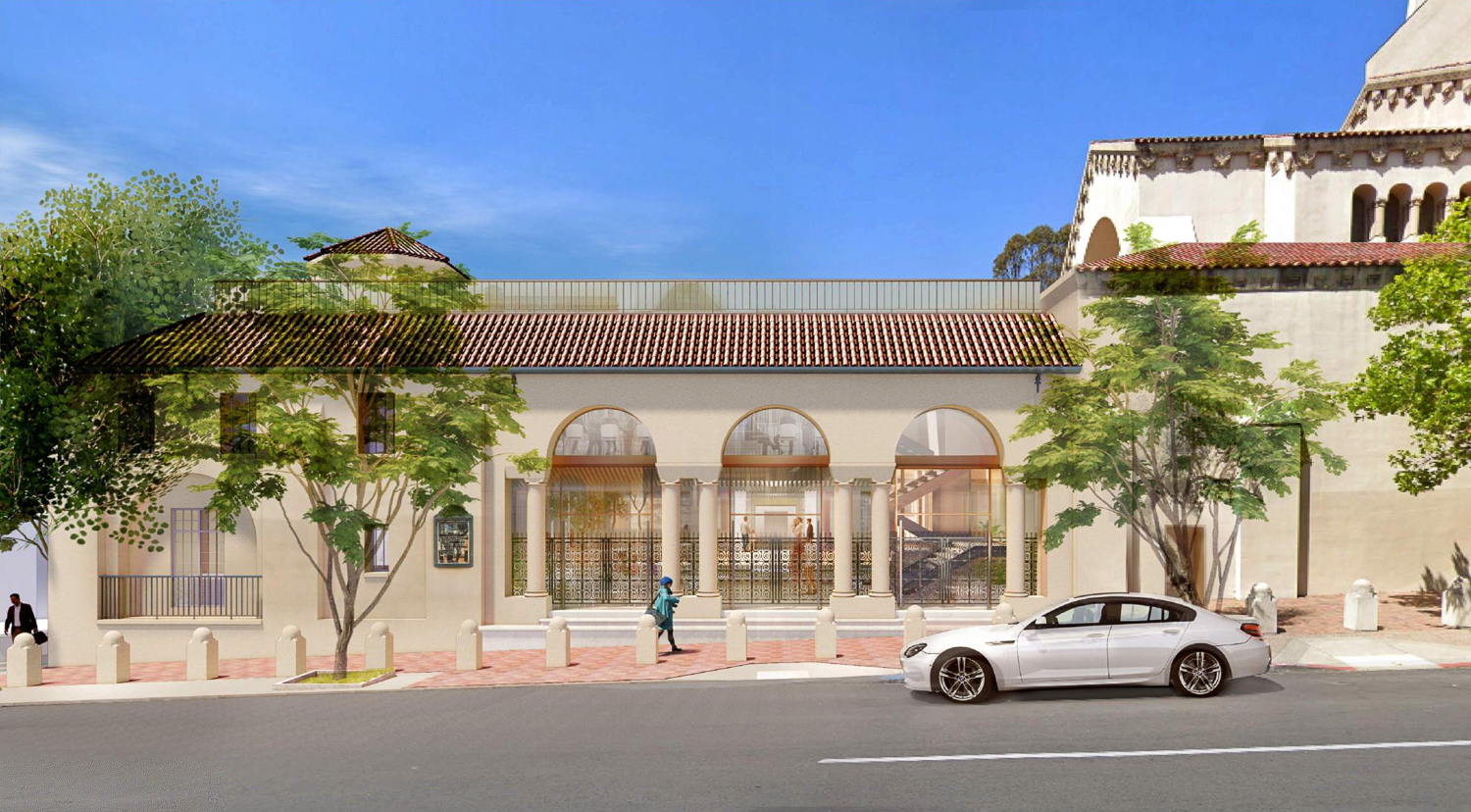 Congregation Emanu-El Synagogue courtyard wind seen from Arguello Boulevard, rendering by Mark Cavagnero Associates