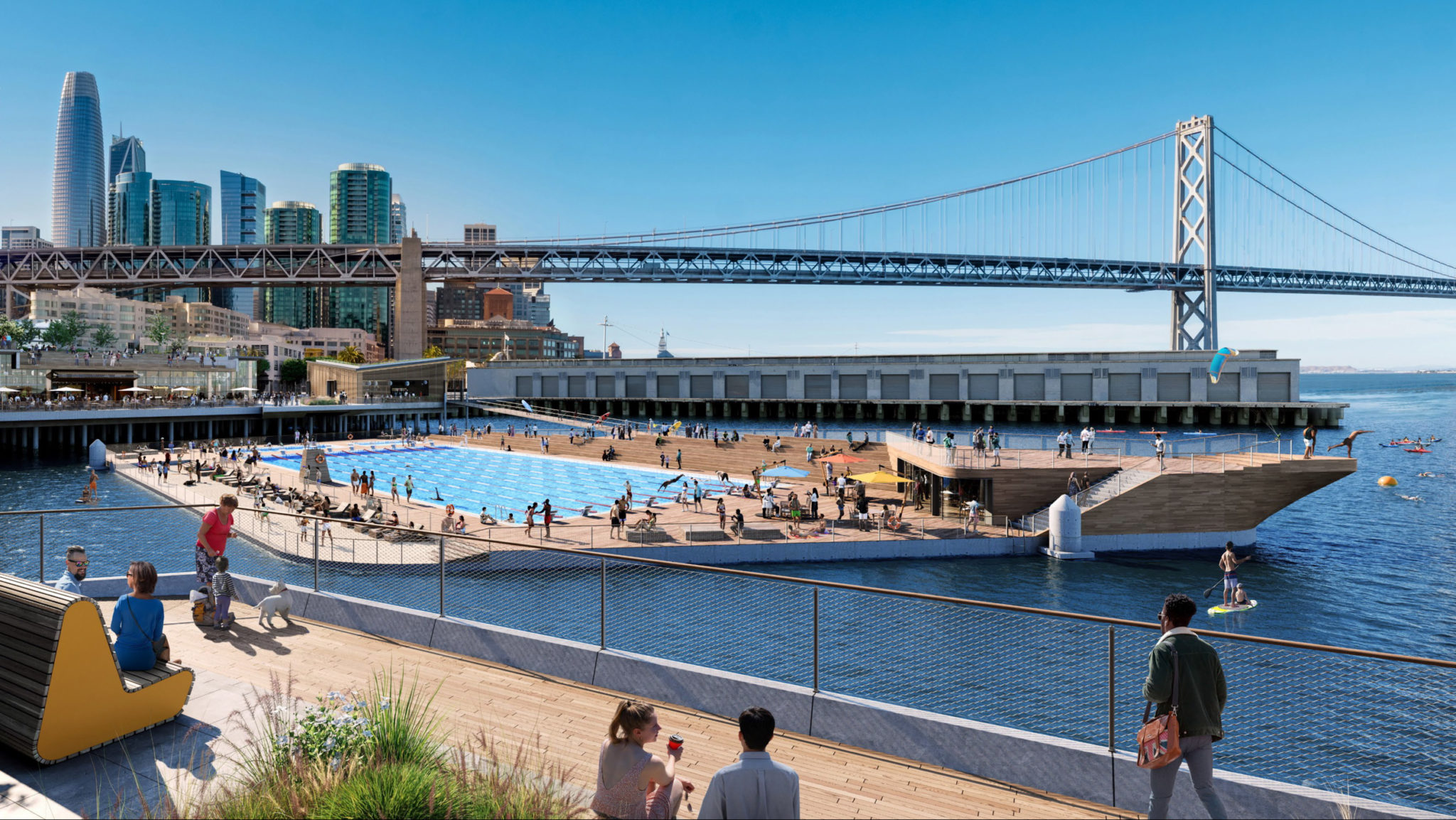 New Plans For Pier 30 32 Along San Francisco Waterfront San Francisco   Piers 30 32 Floating Pool Rendering By Steelblue 2048x1153 