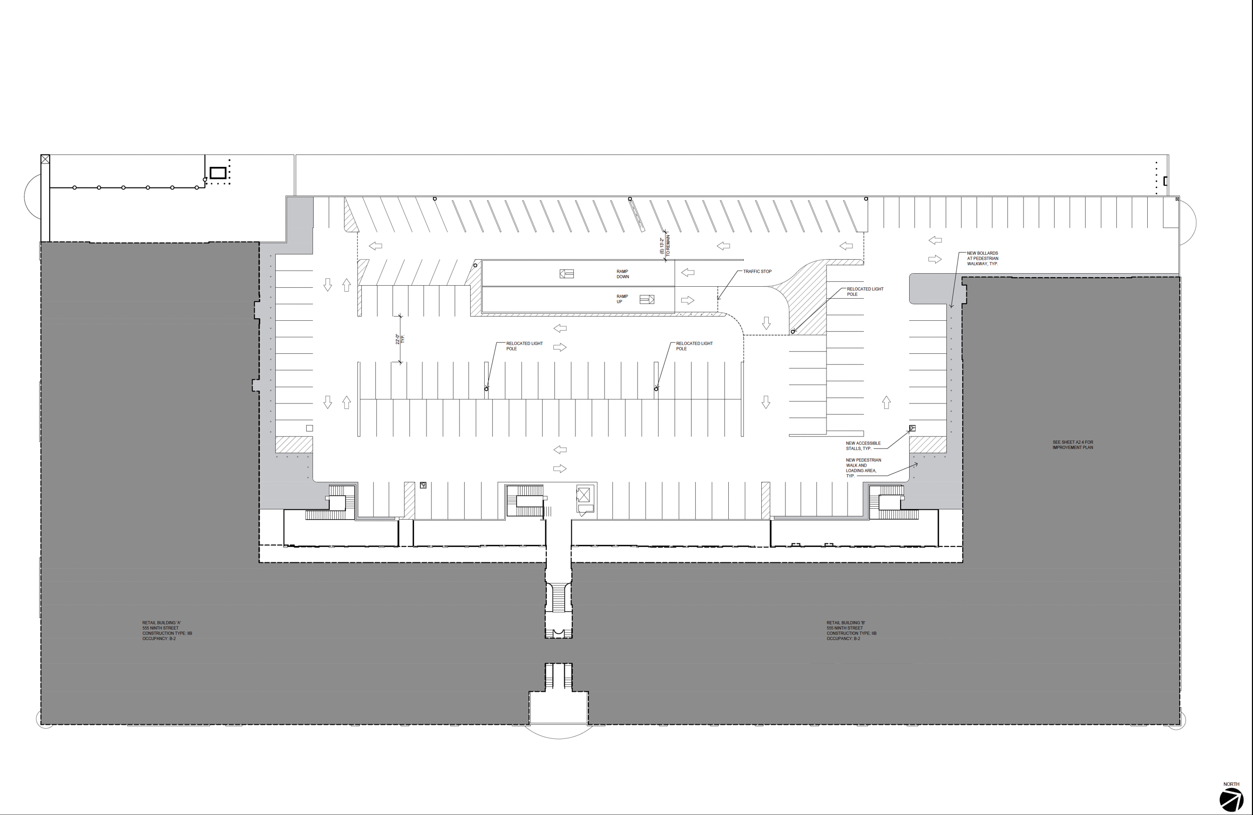 The Container Store proposal for 555 9th Street second-level floor plan, illustration by Side Studio