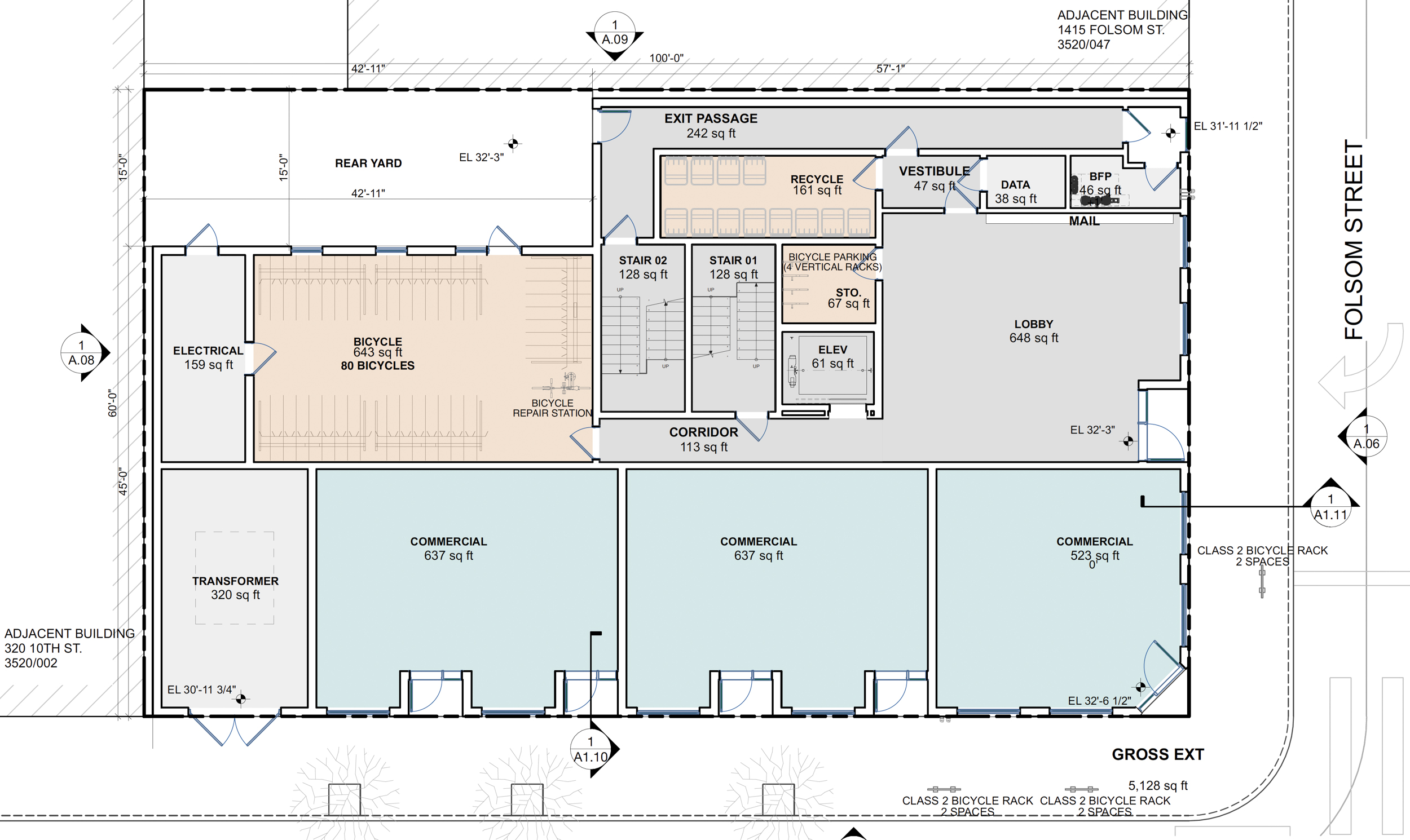 1401 Folsom Street ground-level floor plate, illustration by RG Architecture