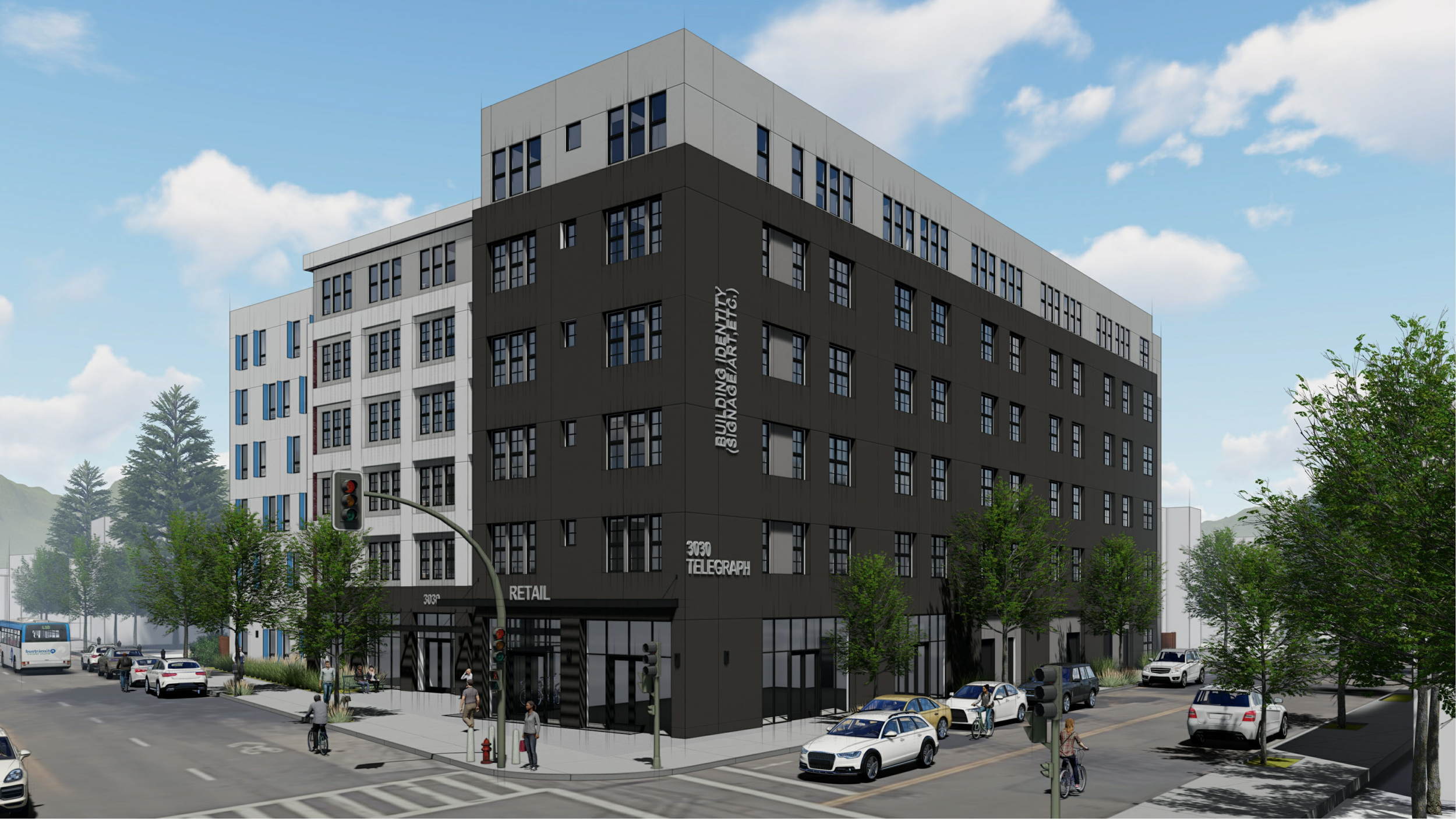 3030 Telegraph Avenue at the intersection of Telegraph and Webster Street, rendering by Left Coast Architecture