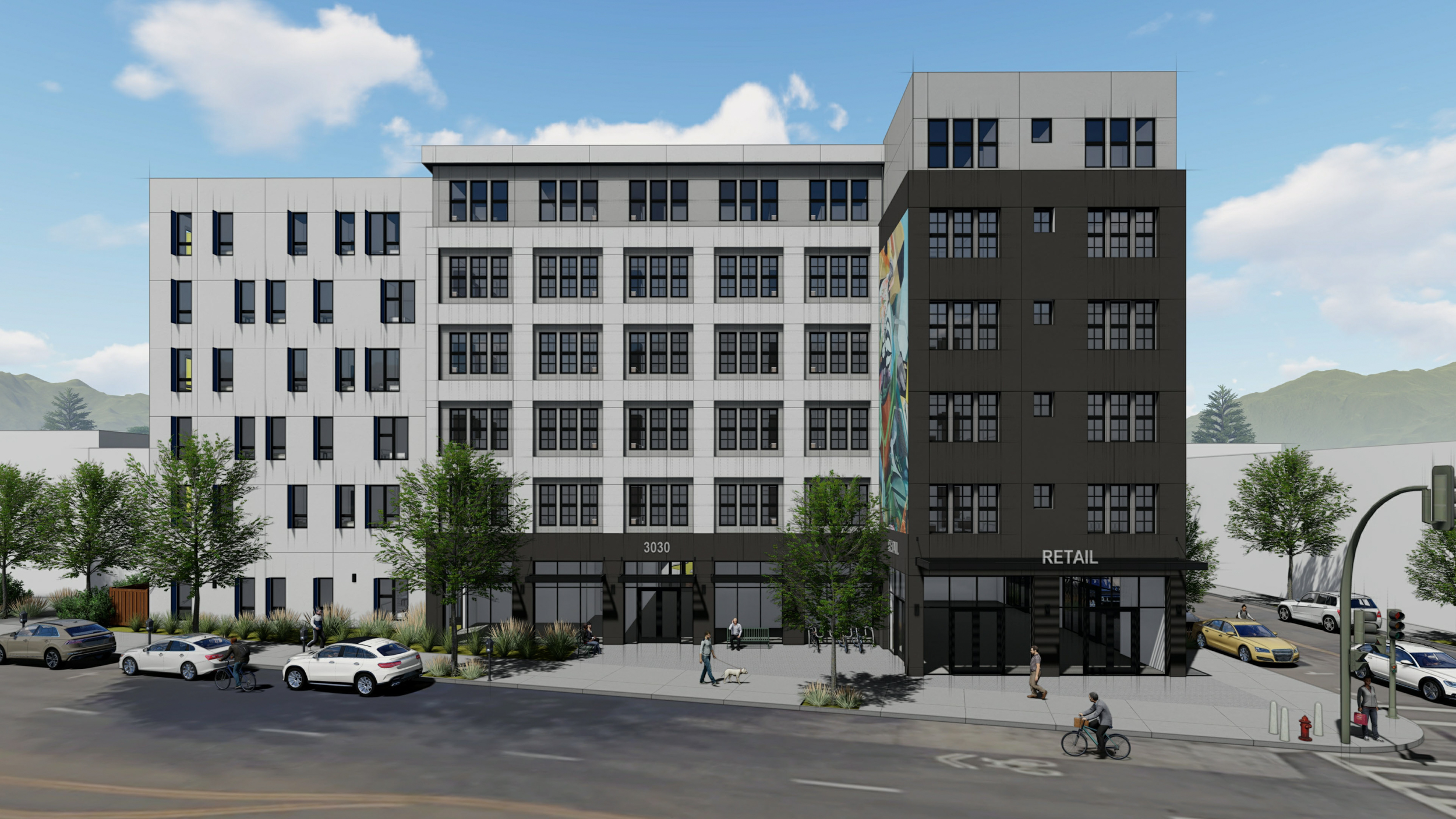 3030 Telegraph Avenue facade view, rendering by Left Coast Architecture