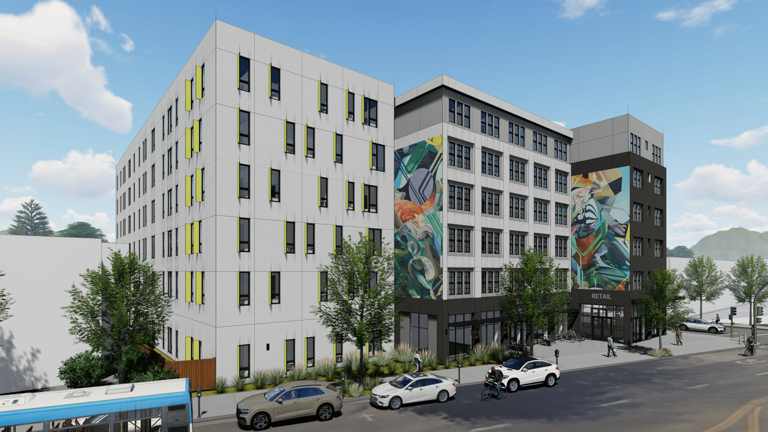 3030 Telegraph Avenue from over the avenue, rendering by Left Coast Architecture