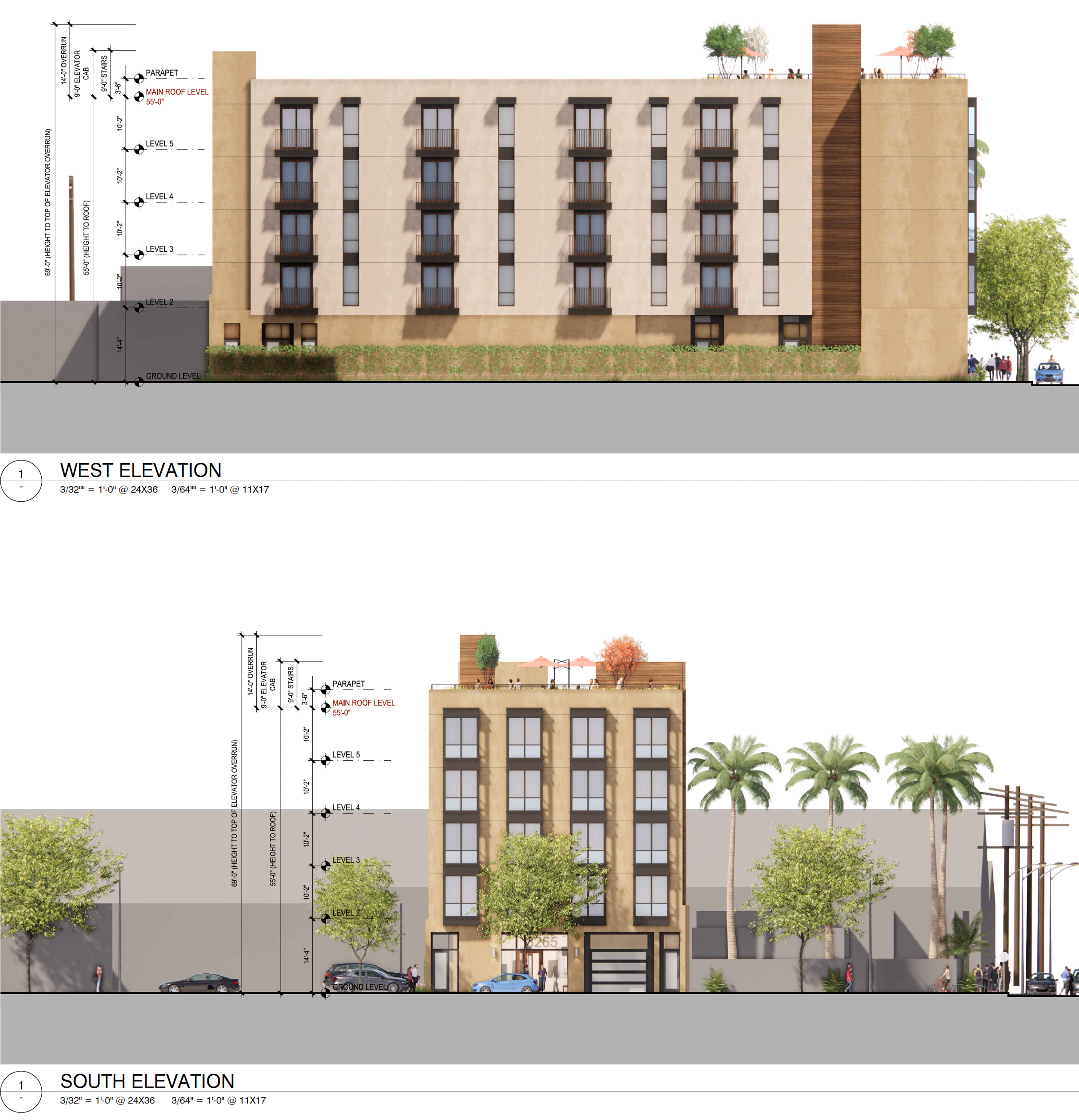 3265 El Camino Real facade elevation, illustration by Trachtenberg Architects