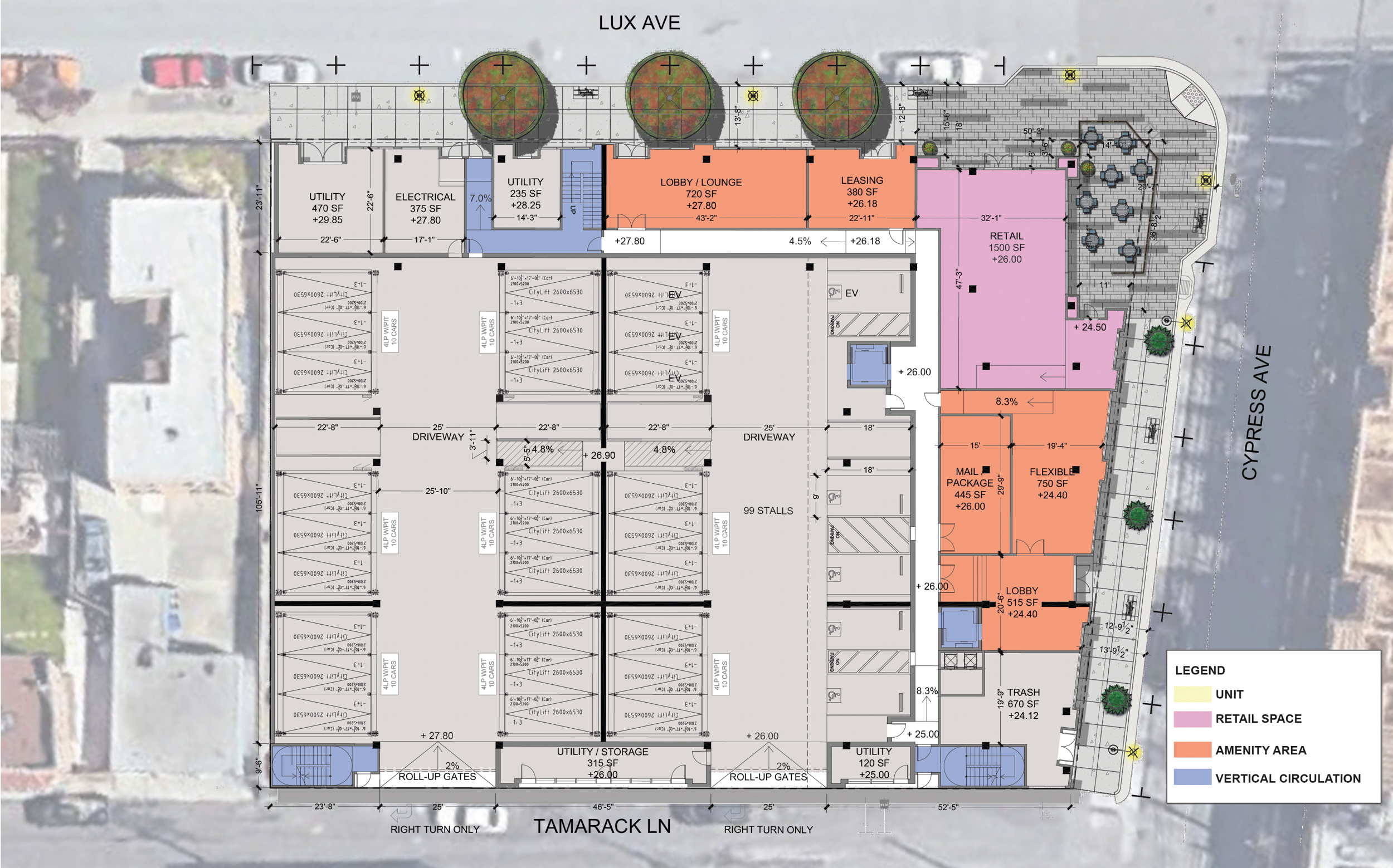 421 Cypress Avenue ground-level floor plan, illustration by Studio T-Square