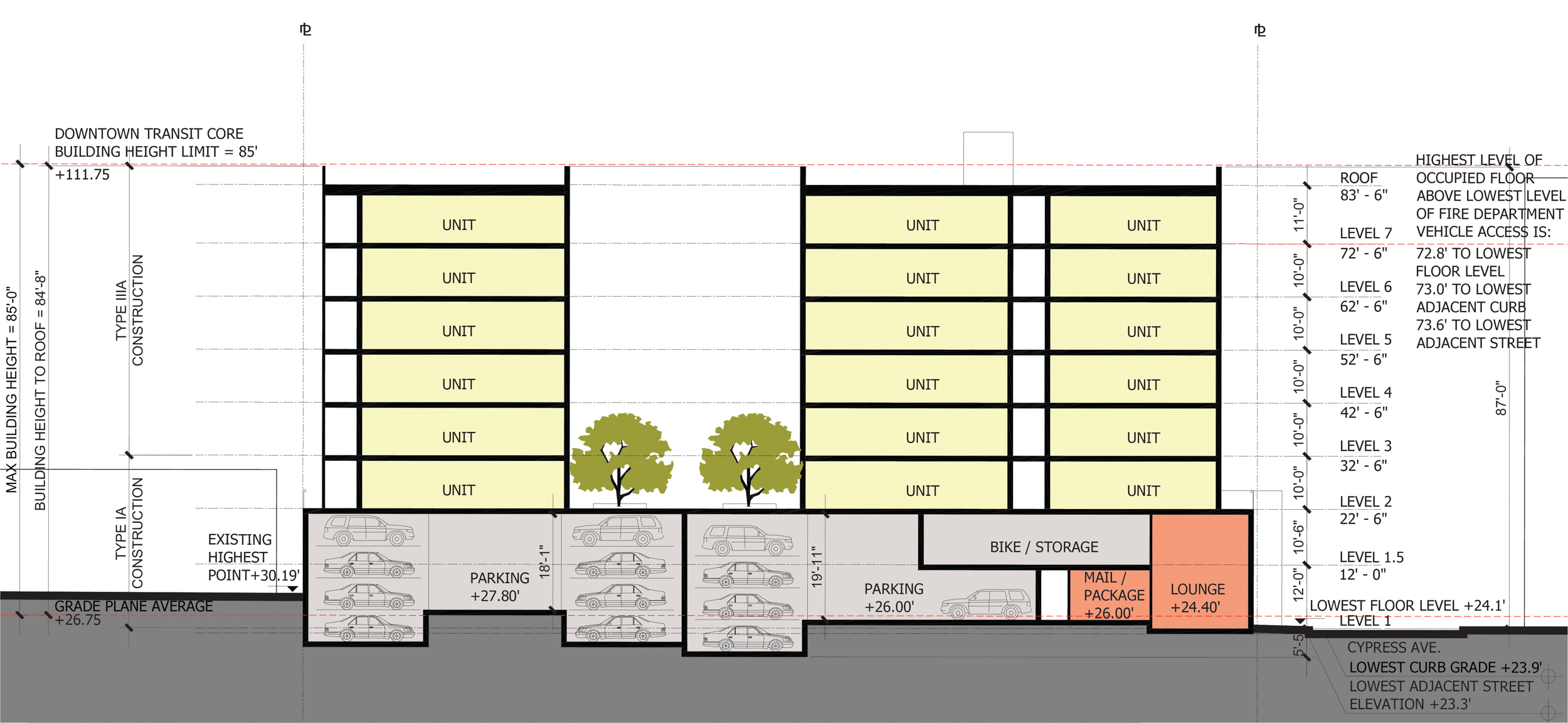 421 Cypress Avenue vertical cross-section, illustration by Studio T-Square