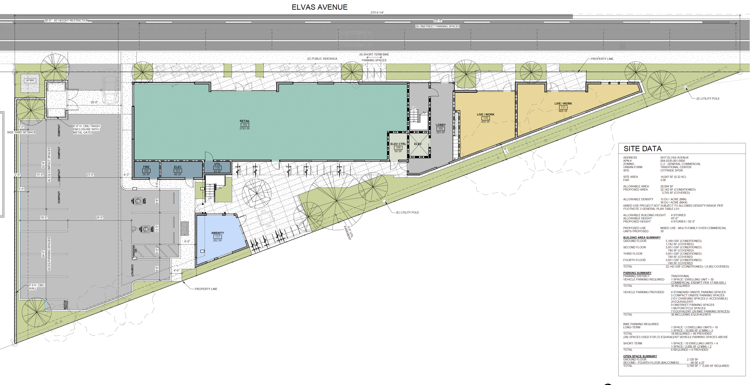 5617 Elvas Avenue ground-level floor plan, illustration by Ellis Architects