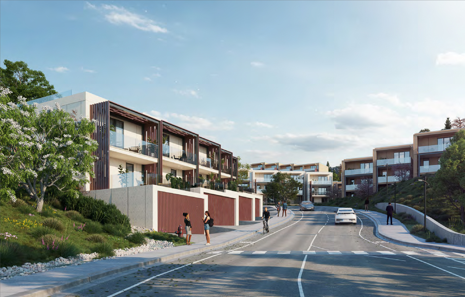 808 Alameda Townhomes street view, rendering by Lowney Architecture