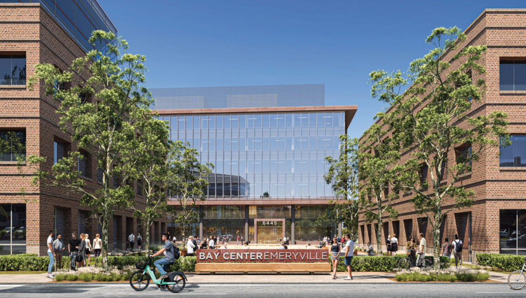 Bay Center Life Science expansion view from Christie Avenue, rendering by DGA
