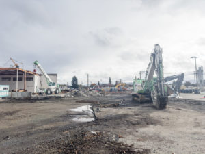 Elco Yards demolition progress for Parcels A, C, and D, image by author