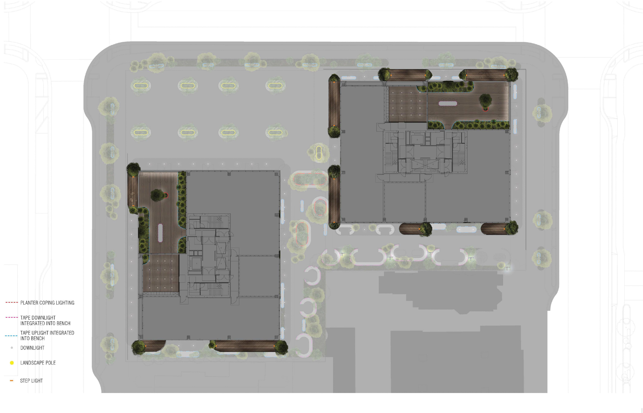 Nabr Tower A and B landscaping map, illustration by RMW Architecture