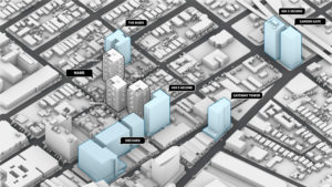 Nabr towers A, B, and C with proposed projects within the vicinity, illustration by RMW Architecture