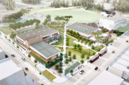 Sunnydale Community Center aerial view, rendering by LMS Architects