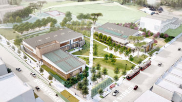 Sunnydale Community Center aerial view, rendering by LMS Architects