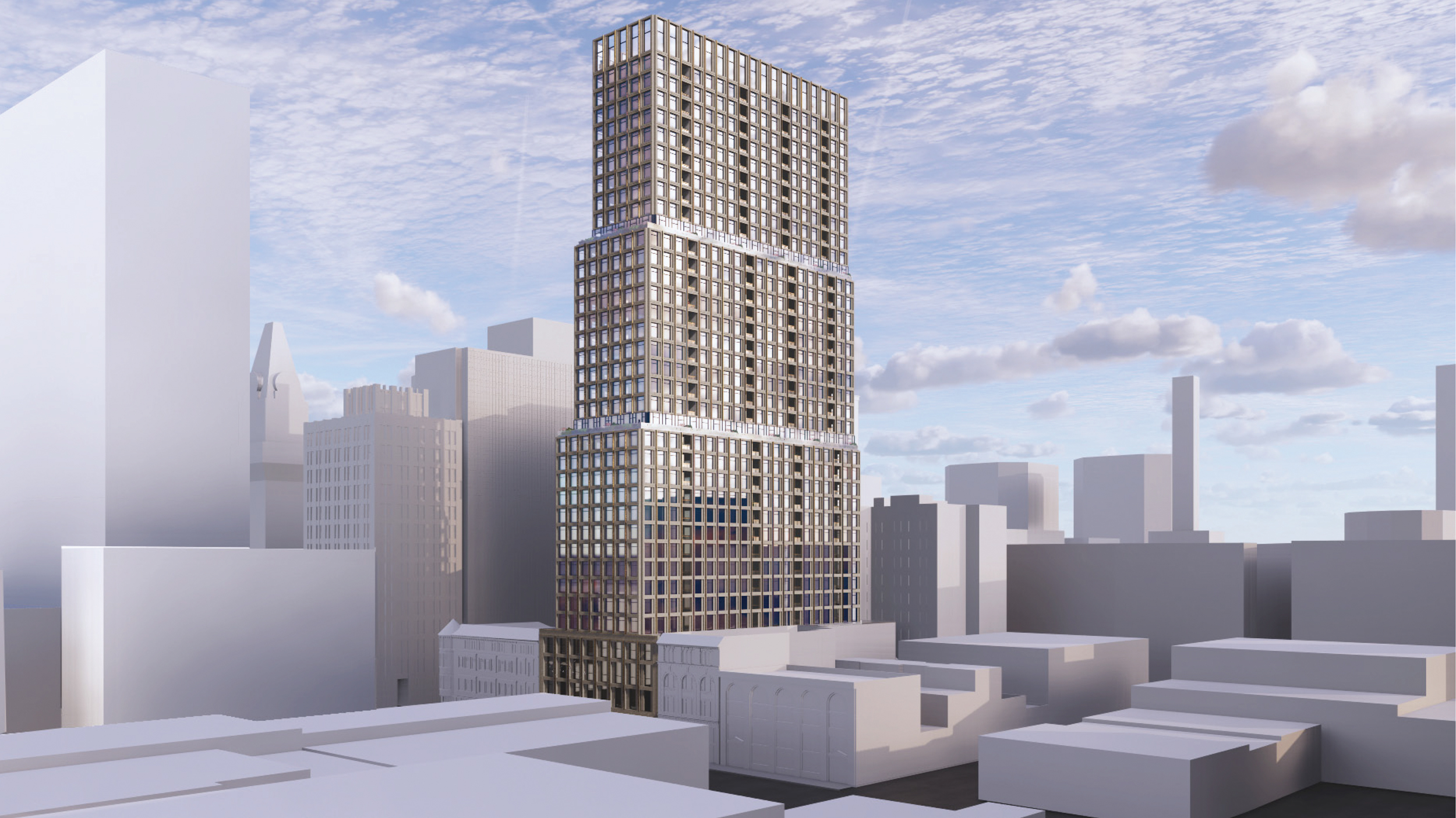 1431 Franklin Street residential aerial view, rendering by LARGE Architecture
