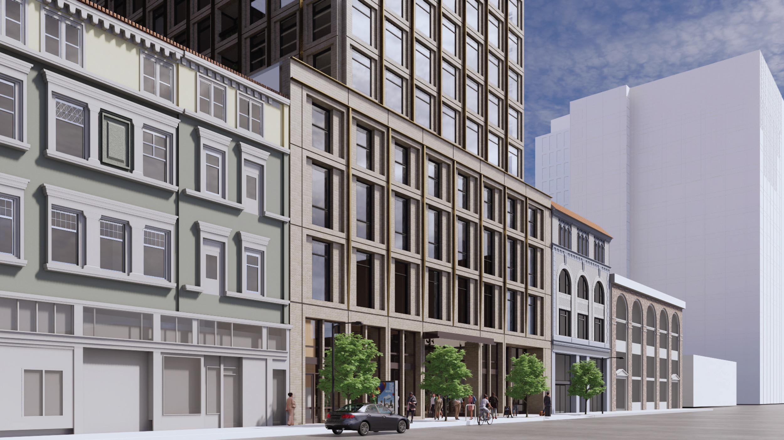 1431 Franklin Street residential streetscape, rendering by LARGE Architecture