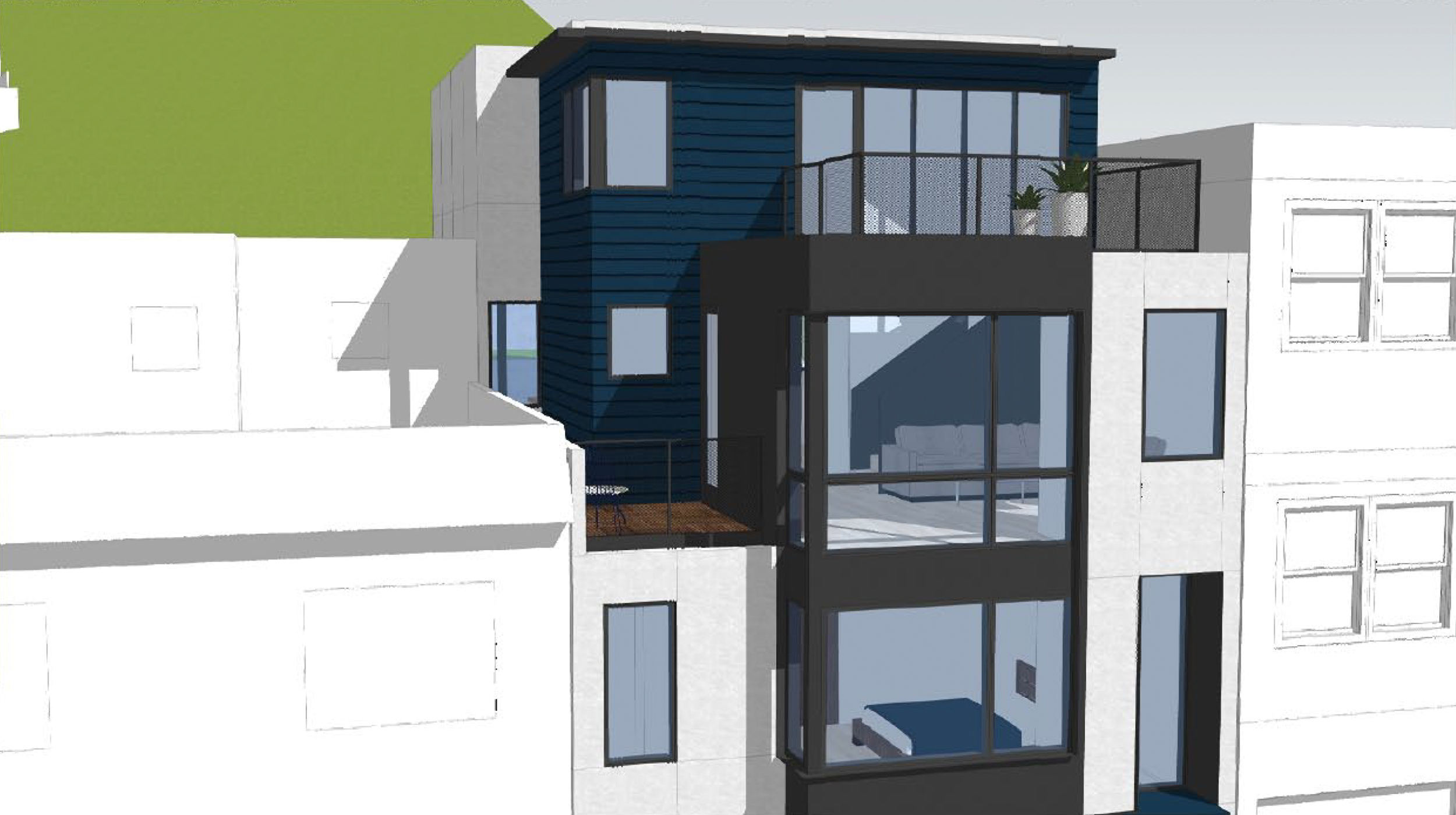 384 Holladay Street top floor terrace, rendering by TK Workshop