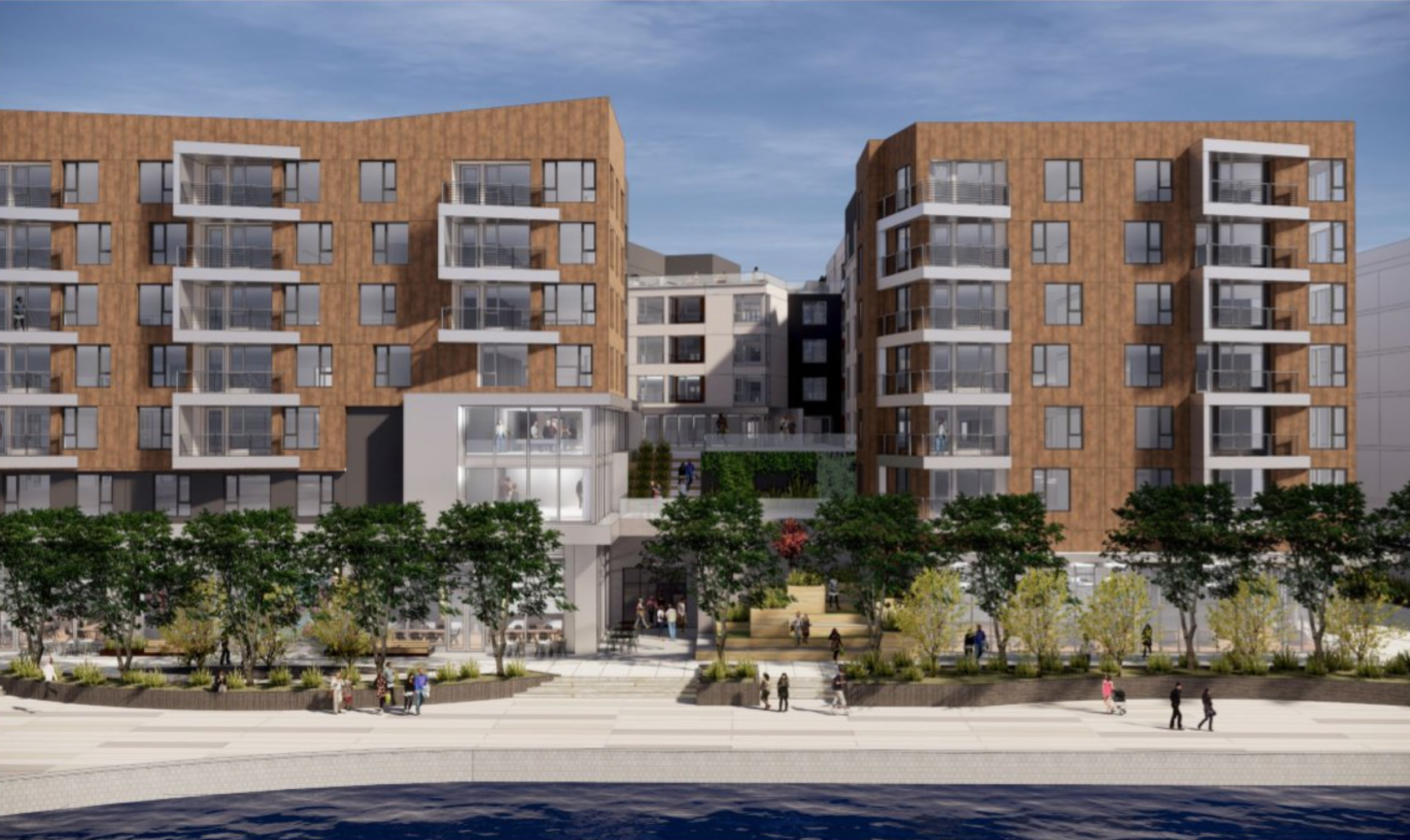 Brooklyn Basin Parcel H amenity space, rendering by TCA Architects