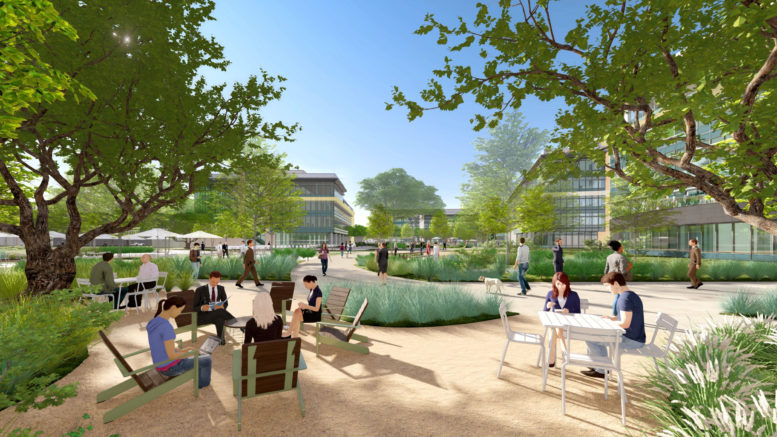 Parkline amenity space nearby the offices, rendering by STUDIOS Architecture