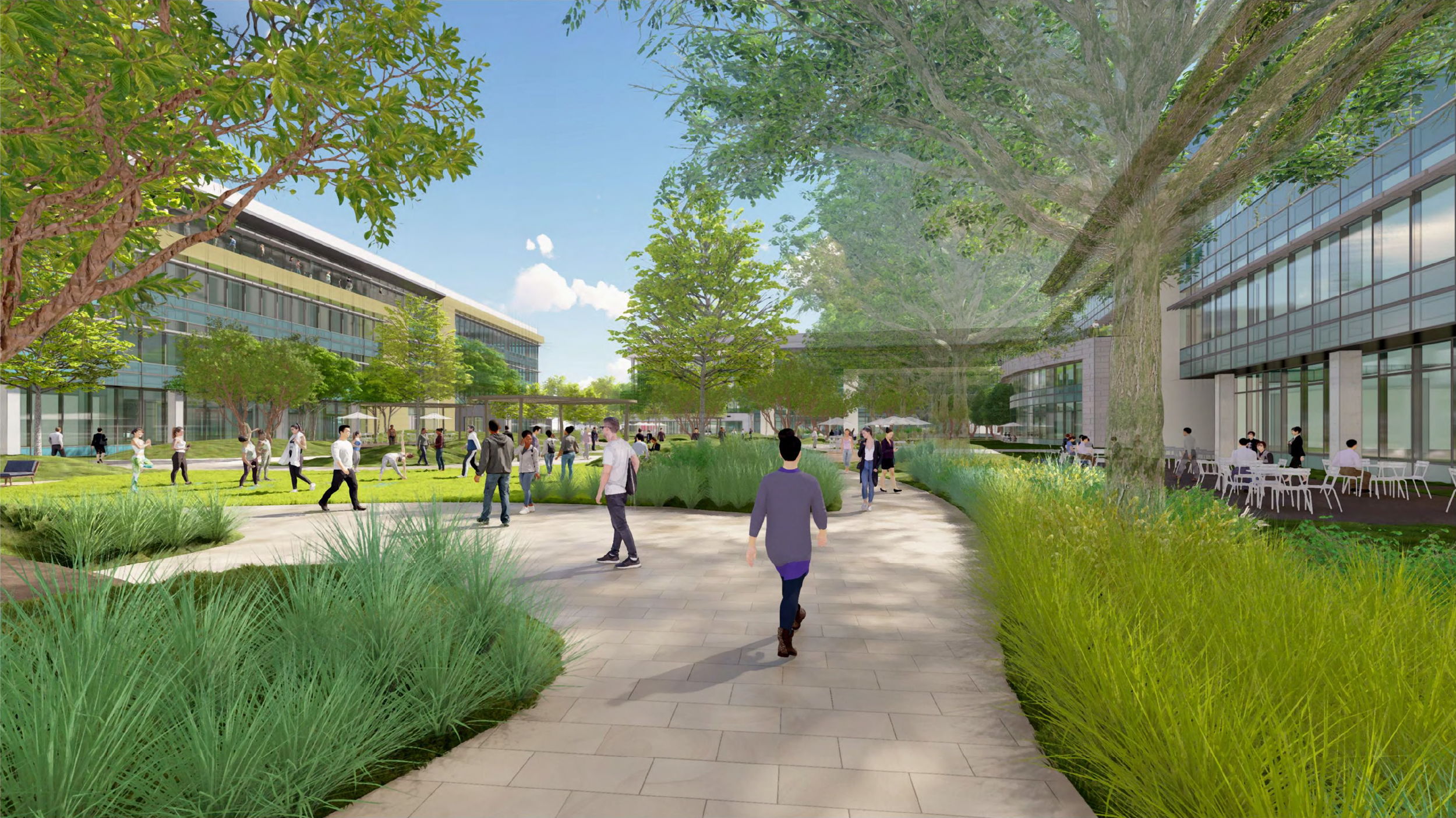 Parkline pedestrian path between the offices, rendering by STUDIOS Architecture