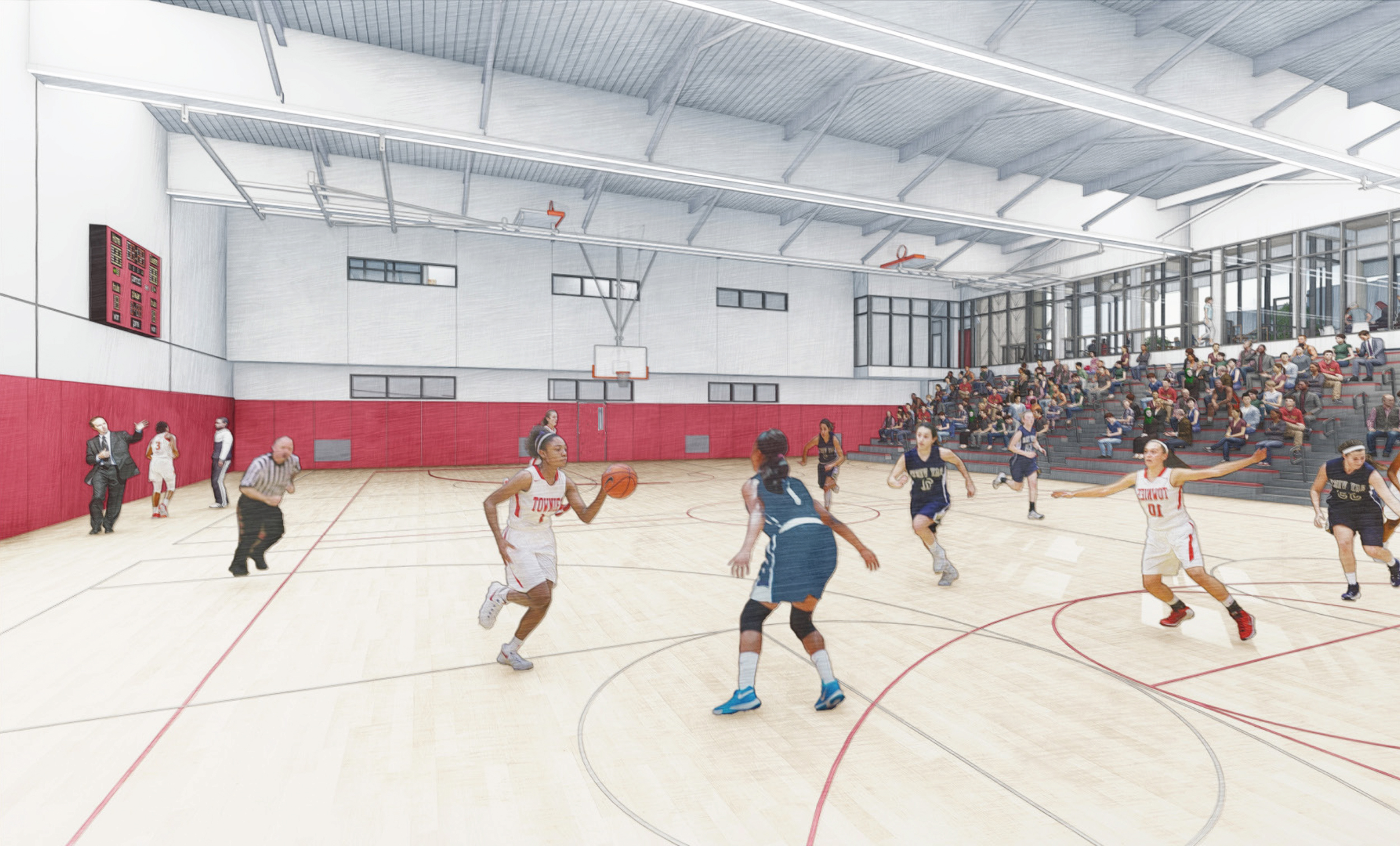 SF University High School at 3150 California Street gymnasium, rendering by Leddy Maytum Stacy Architects