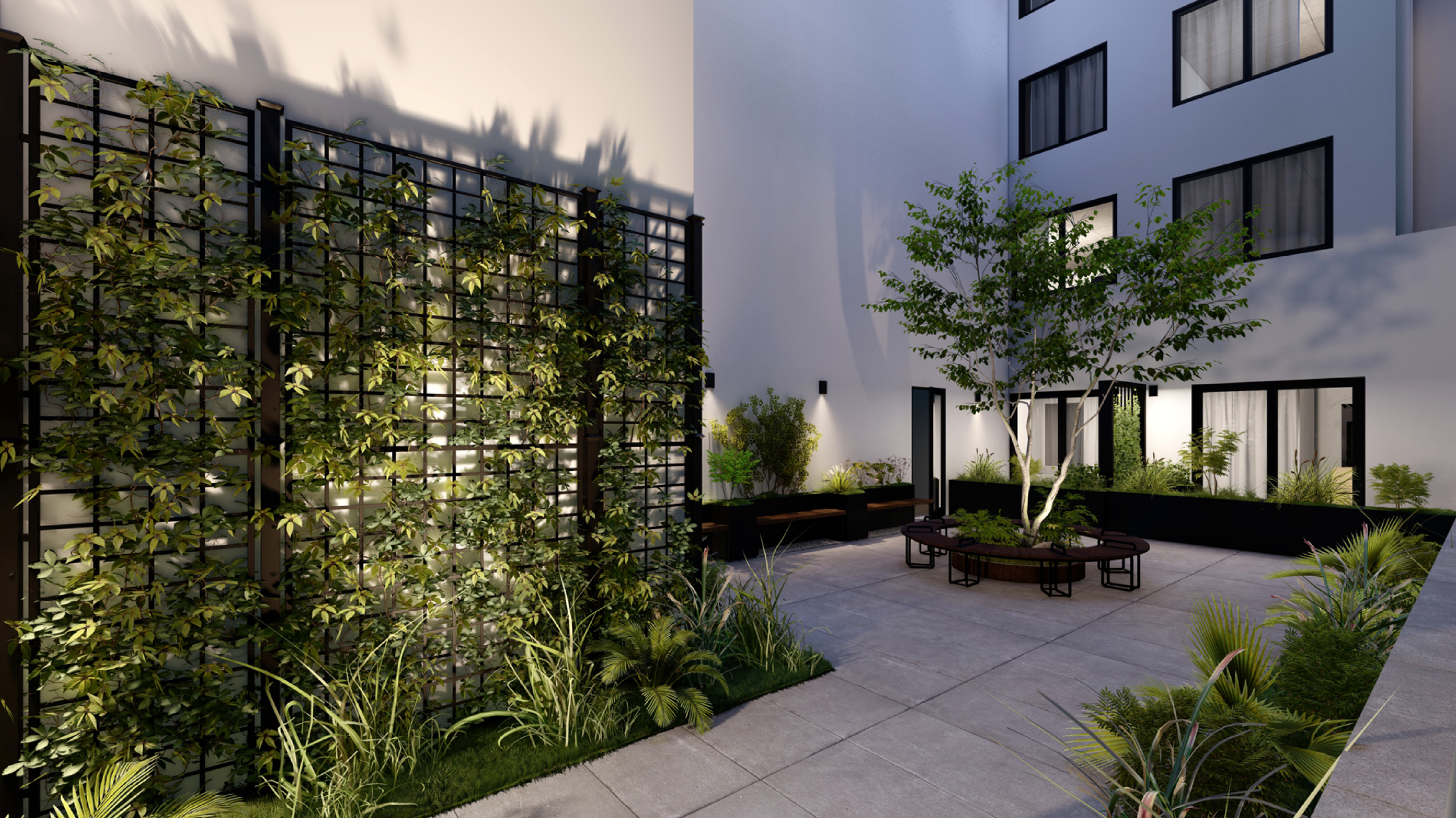 1010V Mission Street ground-level courtyard, rendering by SIA Consulting