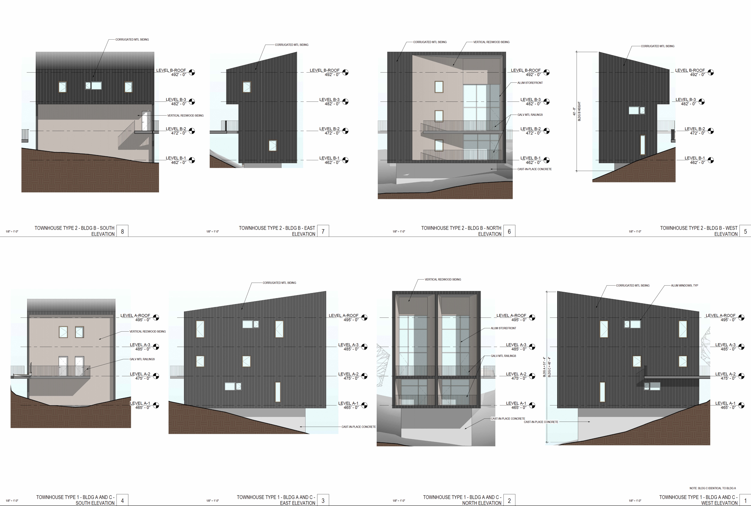 11511 Summit Wood Road duplexes facade elevation, rendering by OpenScope Studio