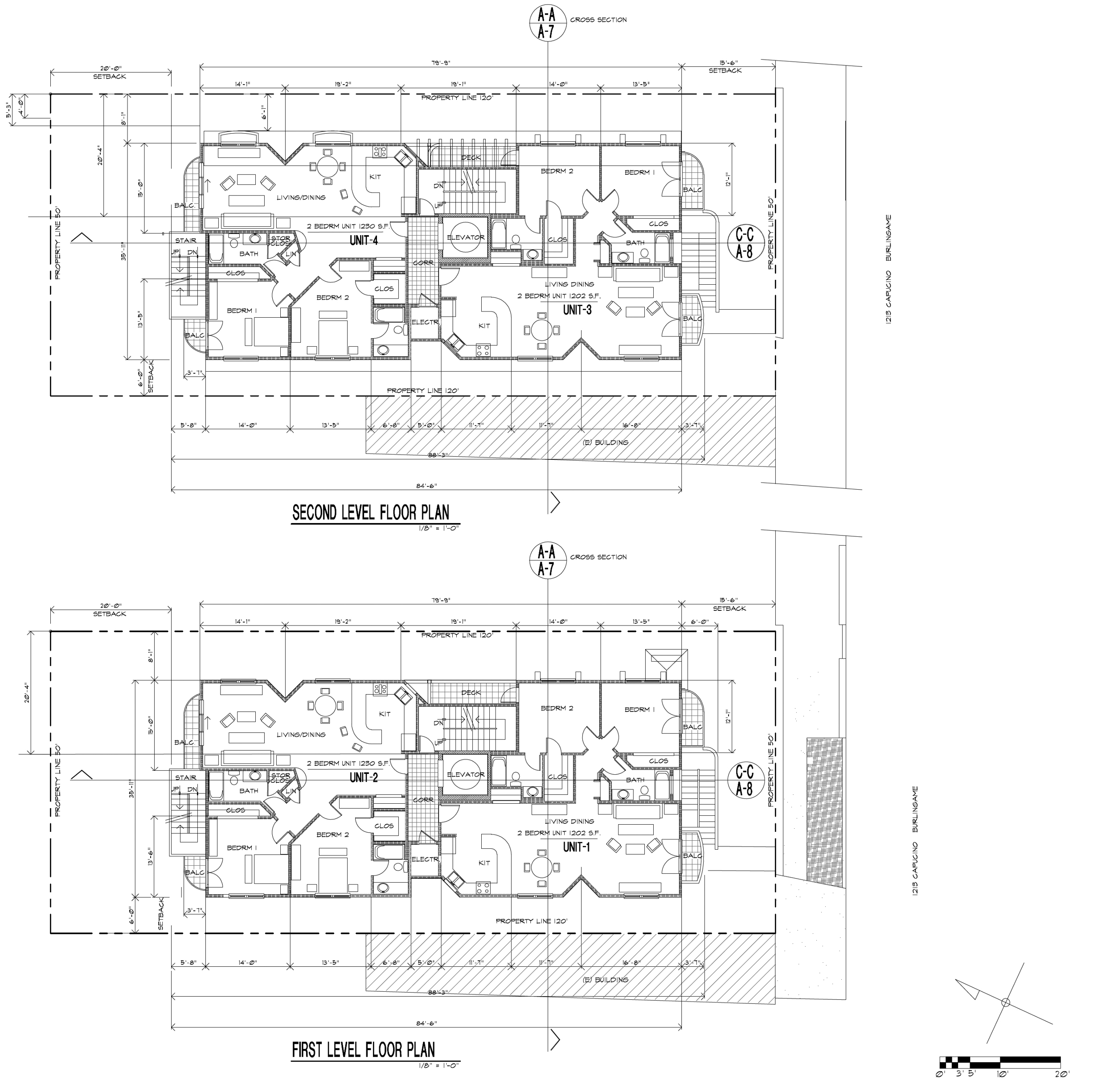 1213 Capuchino Avenue floor plans, rendering by Antonio M. Brandi
