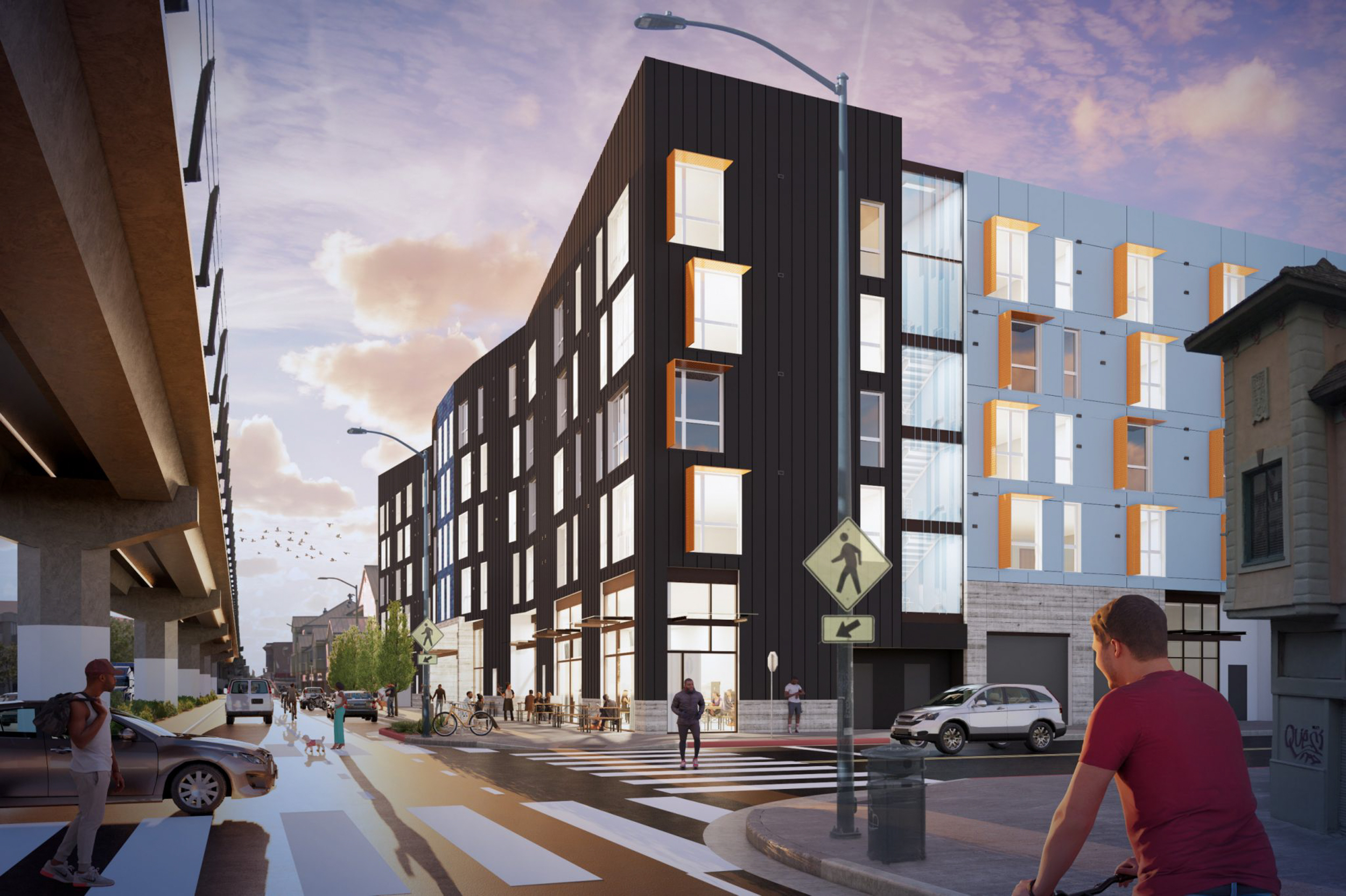 1666 7th Street pedestrian view, rendering by MWA Architects